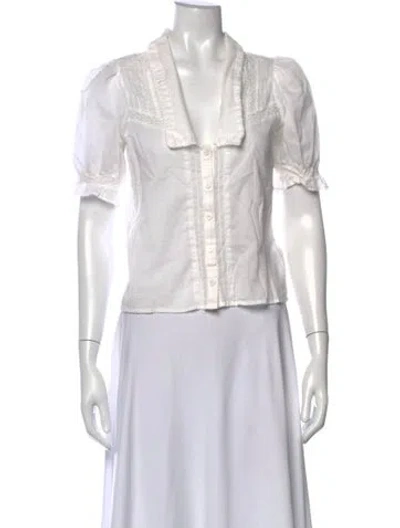 Pre-owned Reformation V-neck Short Sleeve Blouse In Neutrals