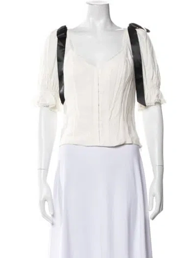 Pre-owned Reformation V-neck Short Sleeve Blouse In Neutrals