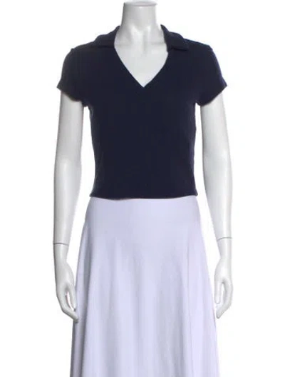 Pre-owned Reformation V-neck Short Sleeve Polo In Black