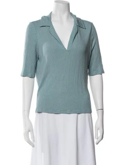 Pre-owned Reformation V-neck Short Sleeve Polo In Blue