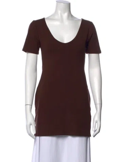 Pre-owned Reformation V-neck Short Sleeve T-shirt In Brown