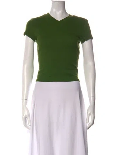 Pre-owned Reformation V-neck Short Sleeve T-shirt In Green