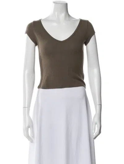 Pre-owned Reformation V-neck Short Sleeve T-shirt In Neutral