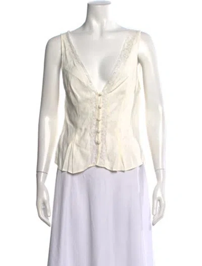 Pre-owned Reformation V-neck Sleeveless Blouse In Neutral