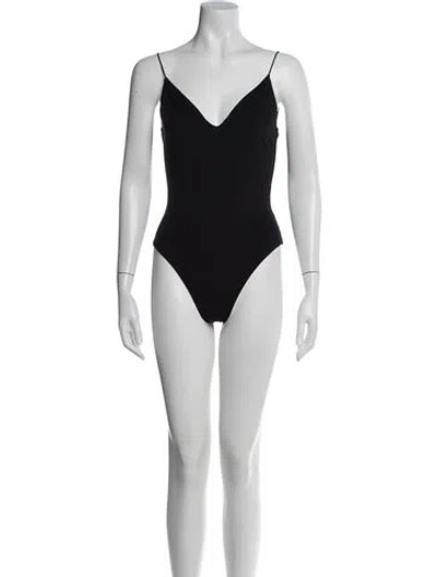 Pre-owned Reformation V-neck Sleeveless Bodysuit In Black