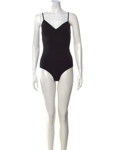 Pre-owned Reformation V-neck Sleeveless Bodysuit In Black