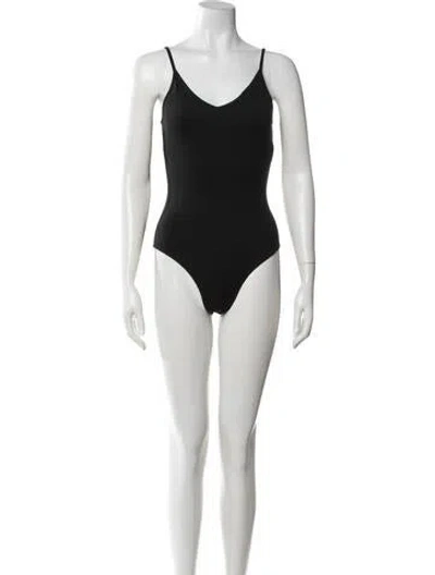 Pre-owned Reformation V-neck Sleeveless Bodysuit In Black