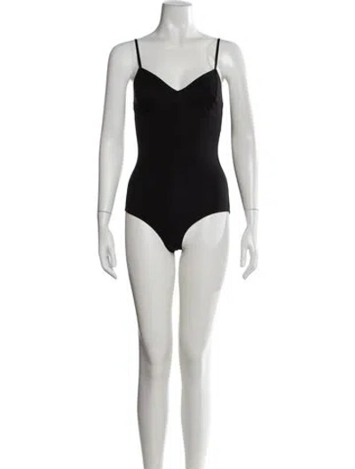 Pre-owned Reformation V-neck Sleeveless Bodysuit In Black
