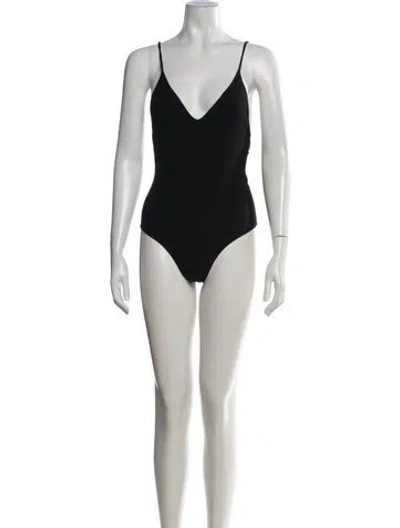 Pre-owned Reformation V-neck Sleeveless Bodysuit In Black
