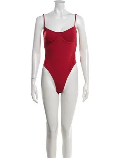 Pre-owned Reformation V-neck Sleeveless Bodysuit In Red