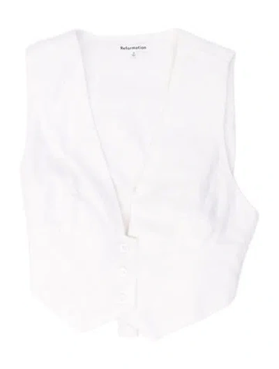 Pre-owned Reformation V-neck Sleeveless Bodysuit In White