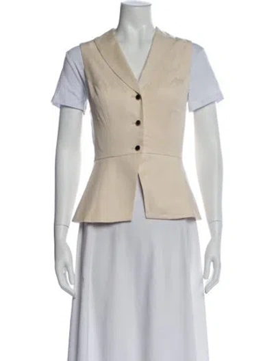 Pre-owned Reformation V-neck Sleeveless Button-up Top In Neutral