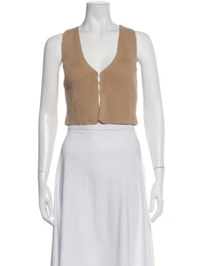 Pre-owned Reformation V-neck Sleeveless Crop Top In Neutral