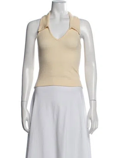 Pre-owned Reformation V-neck Sleeveless Polo In Brown