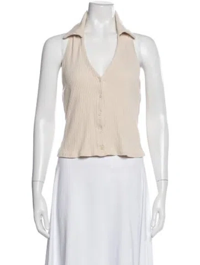 Pre-owned Reformation V-neck Sleeveless Polo In Neutral