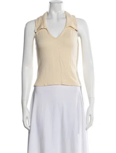 Pre-owned Reformation V-neck Sleeveless Polo In Neutrals