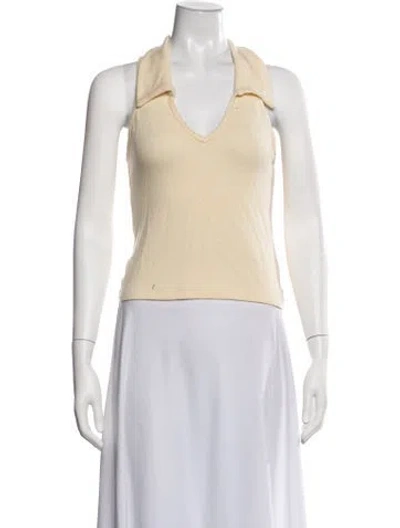 Pre-owned Reformation V-neck Sleeveless Polo W/ Tags In Yellow