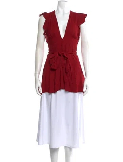 Pre-owned Reformation V-neck Sleeveless Tunic In Red