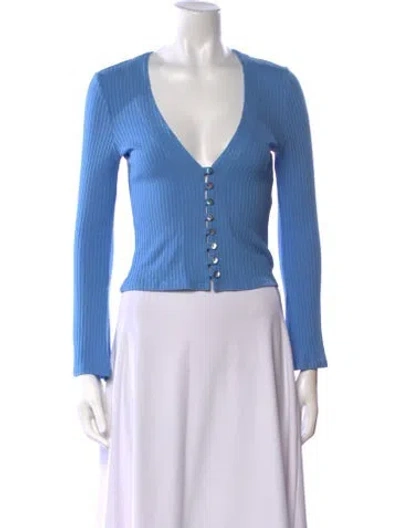 Pre-owned Reformation V-neck Sweater In Blue