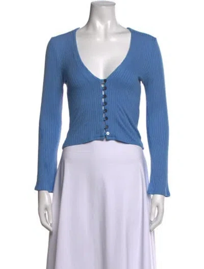 Pre-owned Reformation V-neck Sweater In Blue