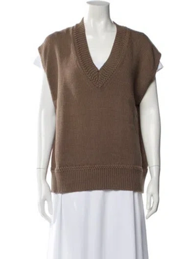 Pre-owned Reformation V-neck Sweater In Brown