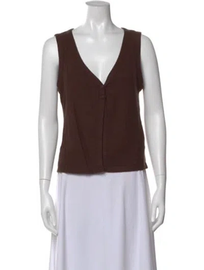 Pre-owned Reformation V-neck Sweater In Brown