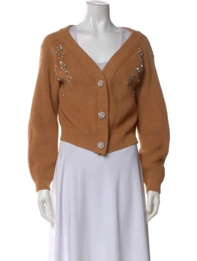 Pre-owned Reformation V-neck Sweater In Brown