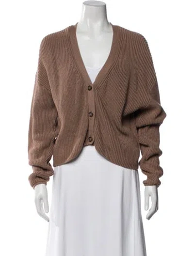 Pre-owned Reformation V-neck Sweater In Brown