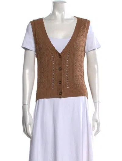 Pre-owned Reformation V-neck Sweater In Brown