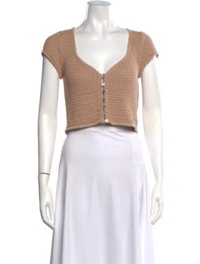 Pre-owned Reformation V-neck Sweater In Brown