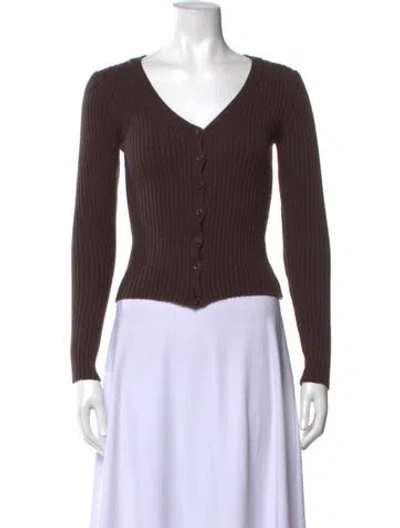 Pre-owned Reformation V-neck Sweater In Brown