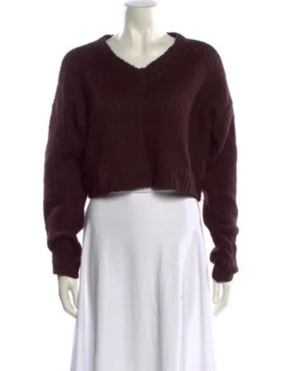 Pre-owned Reformation V-neck Sweater In Burgundy