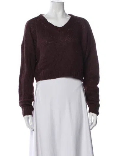 Pre-owned Reformation V-neck Sweater In Burgundy