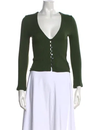 Pre-owned Reformation V-neck Sweater In Green