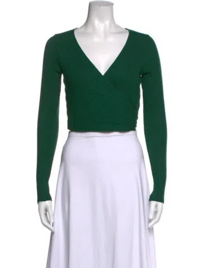 Pre-owned Reformation V-neck Sweater In Green