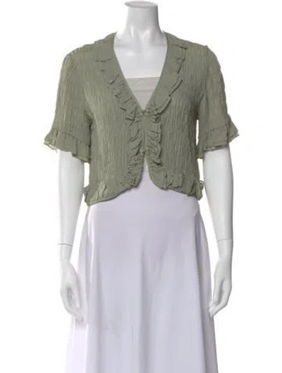 Pre-owned Reformation V-neck Sweater In Green