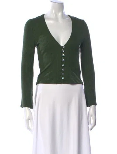 Pre-owned Reformation V-neck Sweater In Green
