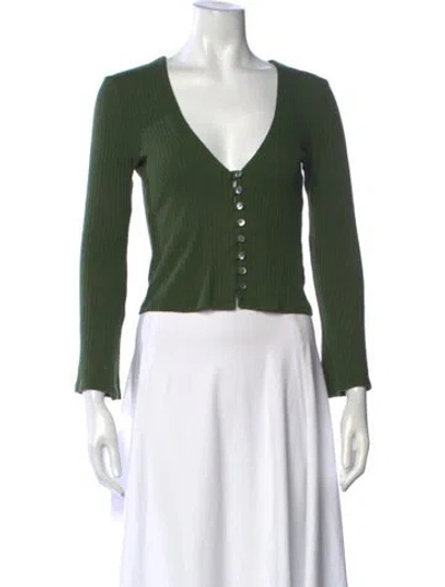 Pre-owned Reformation V-neck Sweater In Green