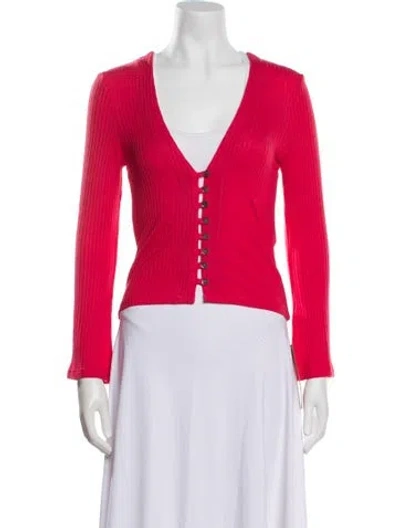 Pre-owned Reformation V-neck Sweater W/ Tags In Red