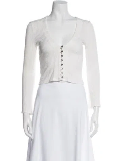 Pre-owned Reformation V-neck Sweater In White