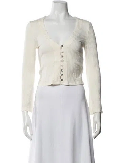 Pre-owned Reformation V-neck Sweater In White