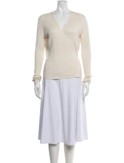 Pre-owned Reformation V-neck Sweater In White