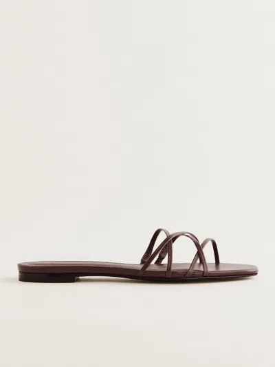 Reformation Wagner Strappy Flat Sandal In Espresso Leather