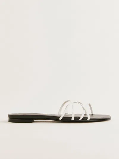 Reformation Wagner Strappy Flat Sandal In White/black