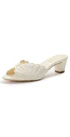 Reformation Waldena Block Heeled Mules Cream Puff Taffeta In White