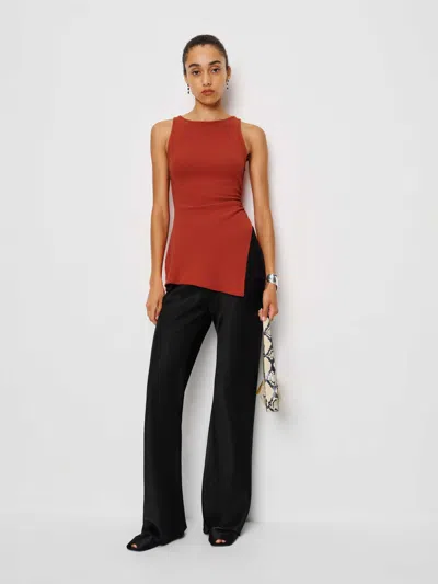 Reformation Walker Knit Top In Red