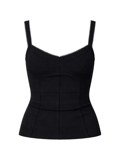 Reformation Waverly Scalloped-trim Tank In Black