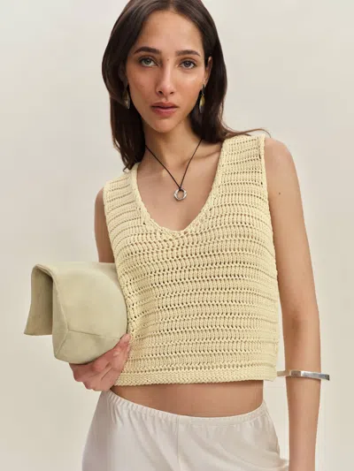 Reformation Wesley Cotton Sweater Tank In Ivoire