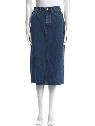 Pre-owned Reformation Whipstitch Trim Knee-length Skirt In Blue