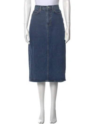 Pre-owned Reformation Whipstitch Trim Midi Length Skirt In Blue